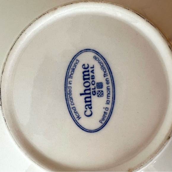 Vintage Hand Painted Cabana Stripes Tea For One Set Canhome Thailand - Picture 10 of 15